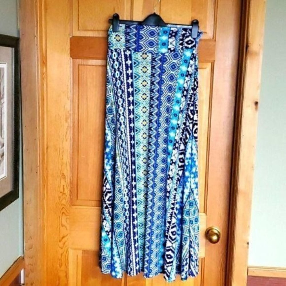 Renee C. Sz.‎ S Multi-Colored Blues Pull-on Maxi Skirt